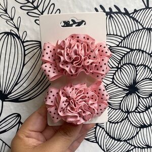 Pink Polka Dot Pigtail Hair Bows